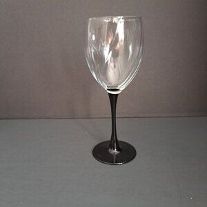 Cristal d'Arques Astra Goblet Black Stem Swirl Optic Clear Bowl Vintage France